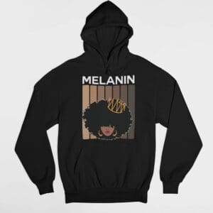 Melanin Hoodie, black-owned clothing brands, clothing, wakuda, black brands, black pound day