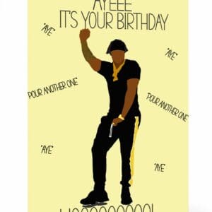 Ayeee Birthday Card, wakuda, african print fans, black-owned brands, black pound day