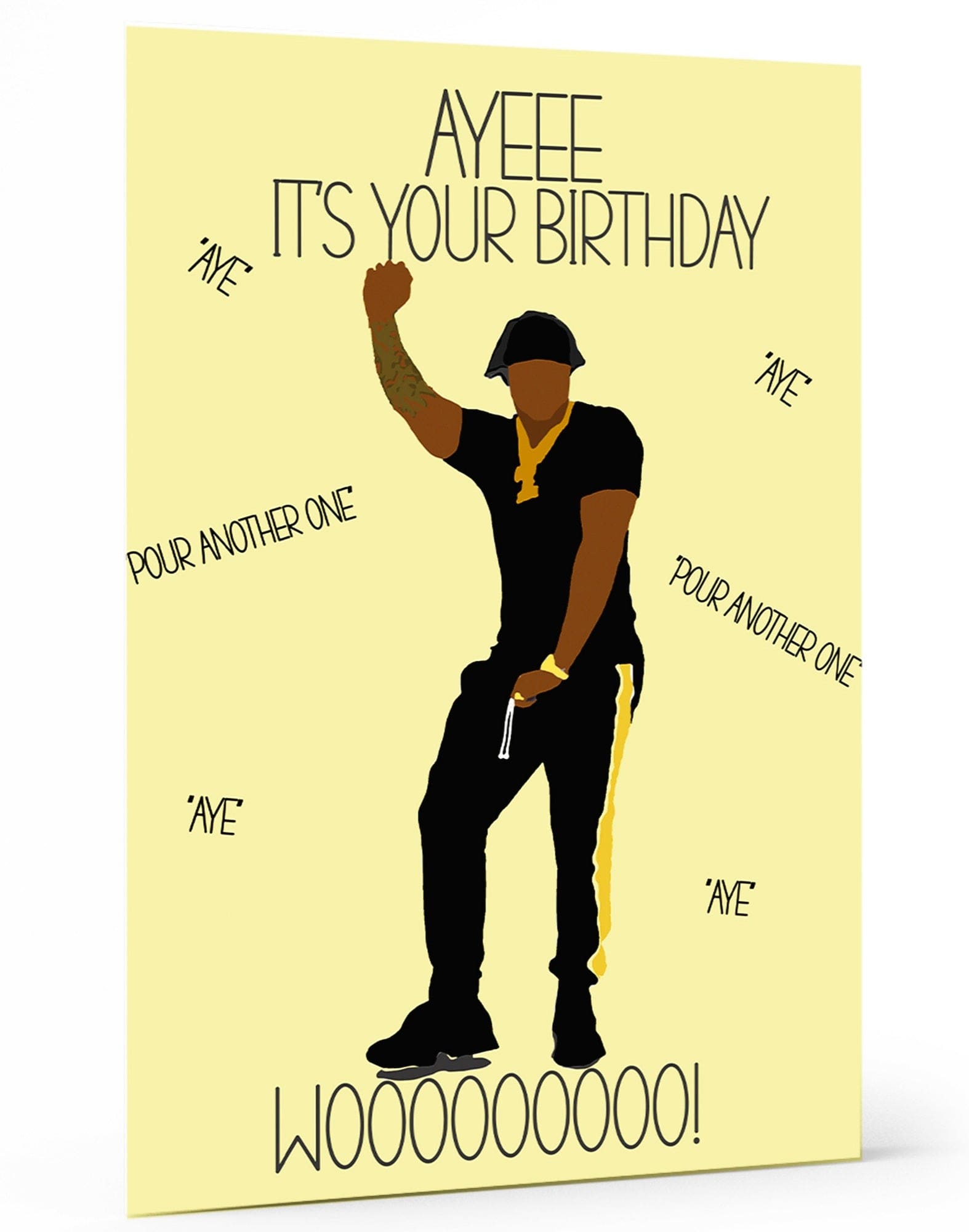 Ayeee Birthday Card, wakuda, african print fans, black-owned brands, black pound day