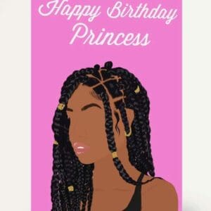 Birthday Princess Card, wakuda, african print fans, black-owned brands, black pound day