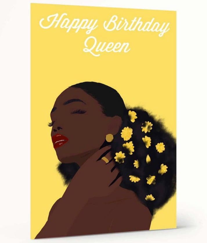 Birthday Queen Card, wakuda, african print fans, black-owned brands, black pound day