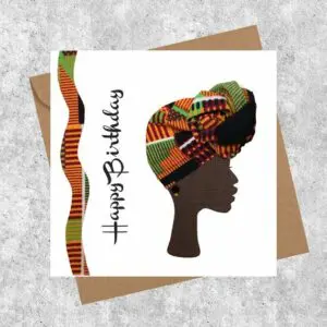 Orange kente front knot headwrap card