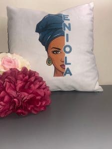 Personalised Lady Headscarf Name Cushion Cover