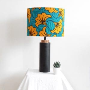 African Print Lampshade - Teal, Yellow