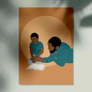 Black Father and Son Wall Art Print