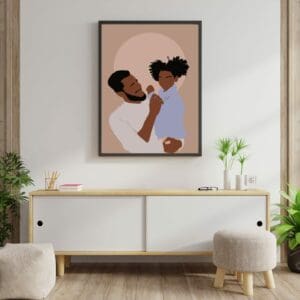 Black Dad and Daughter Wall Art Print