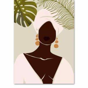 Black Afro Woman boho Canvas Wall Art