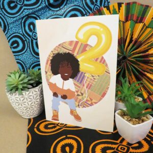 Black Boy Age 2 Birthday Card