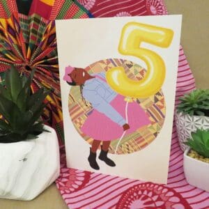 Black Girl Age 5 Birthday Card