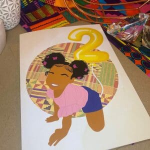 Black / Mixed Race Girl Age 2 Birthday Card