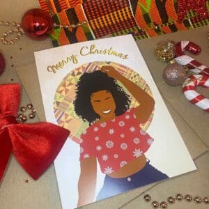 Black / Mixed Race Girl Christmas Card