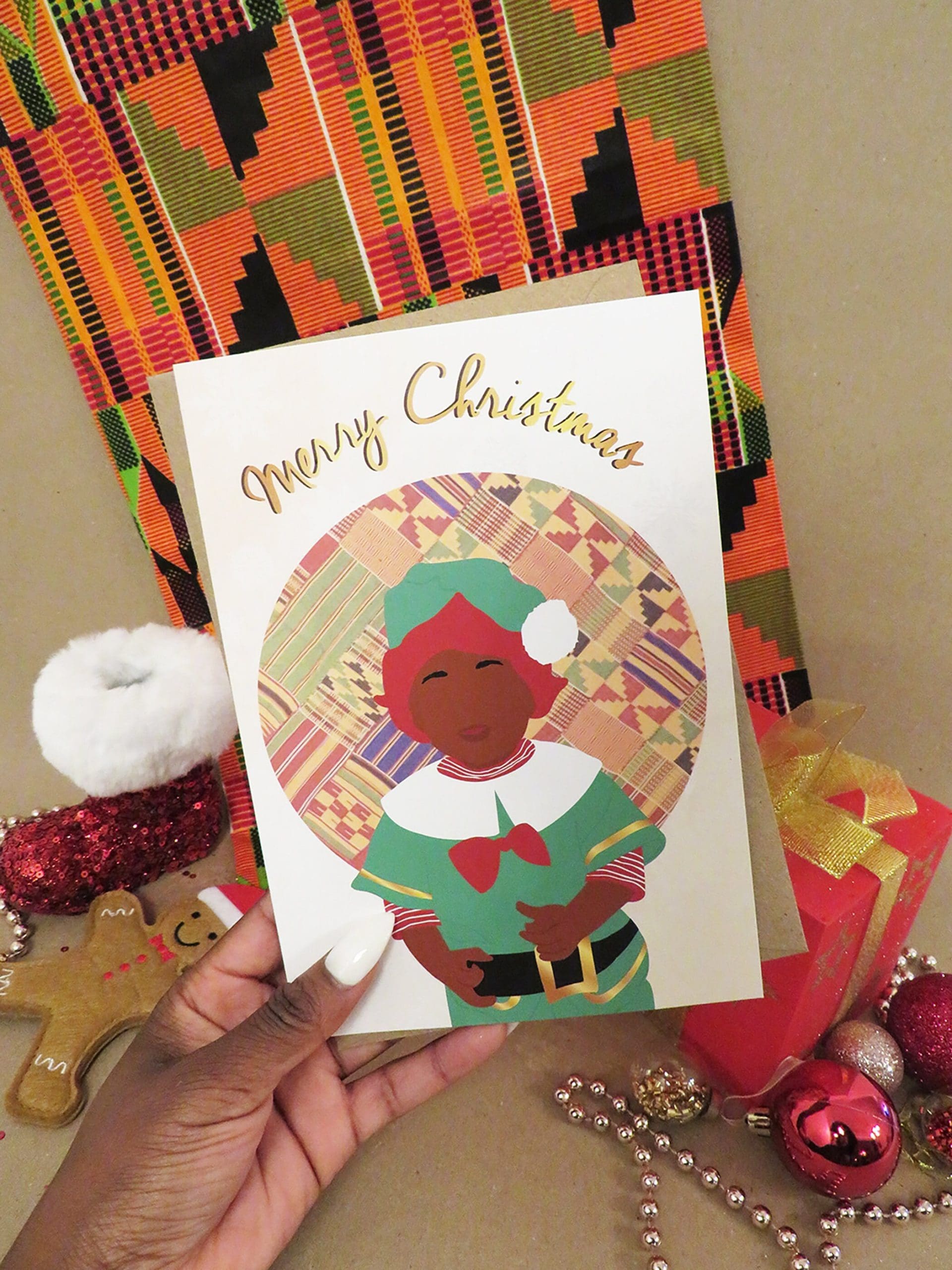 Black Boy Elf Christmas Card