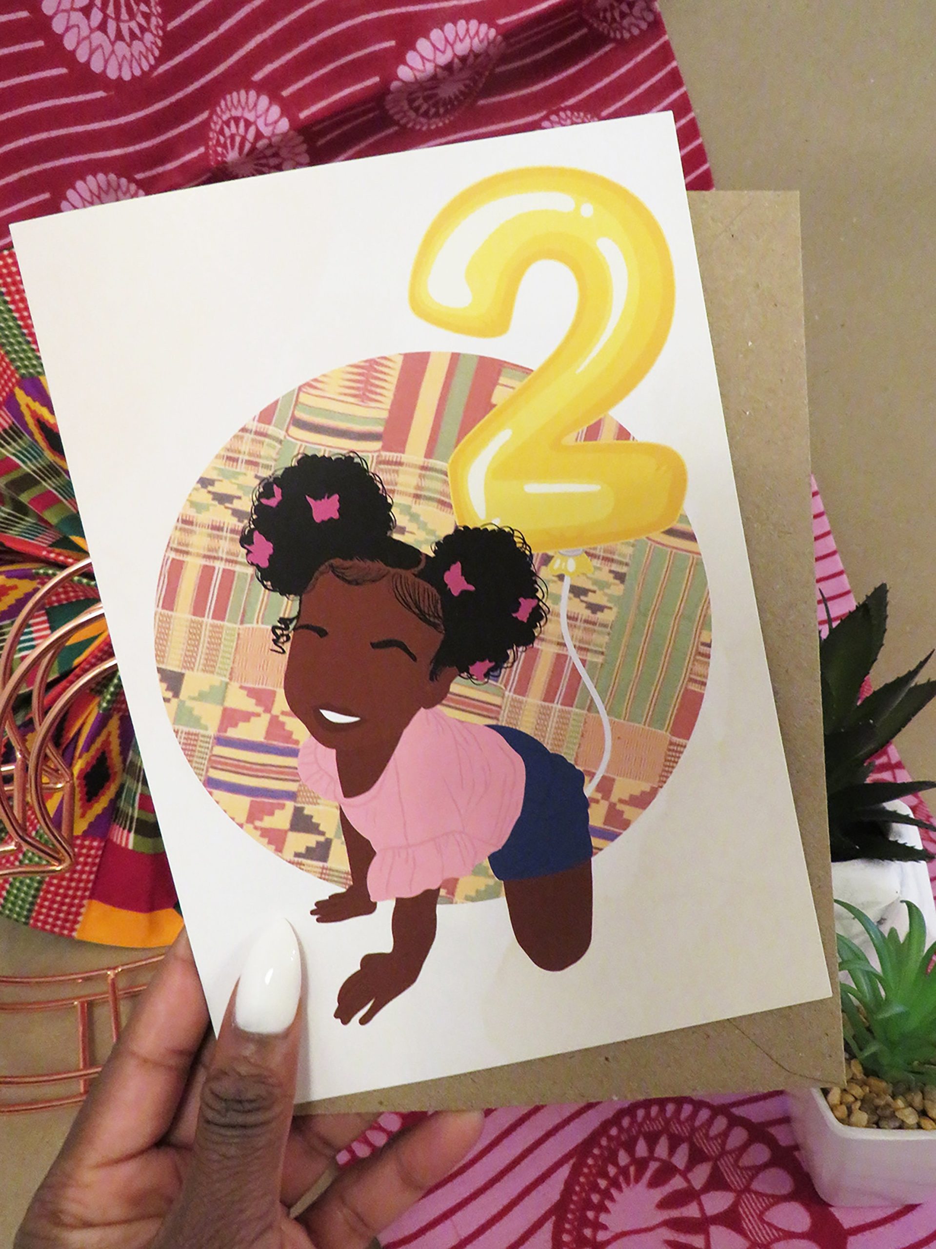 Black Girl Age 2 Birthday Card