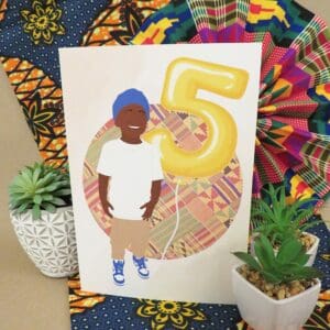 Black Boy Age 5 Birthday Card