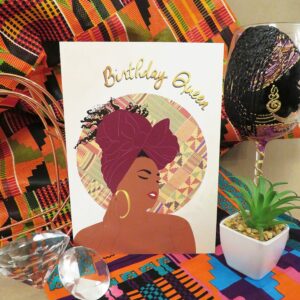 Black Girl Birthday Card | Black Woman with Headwrap