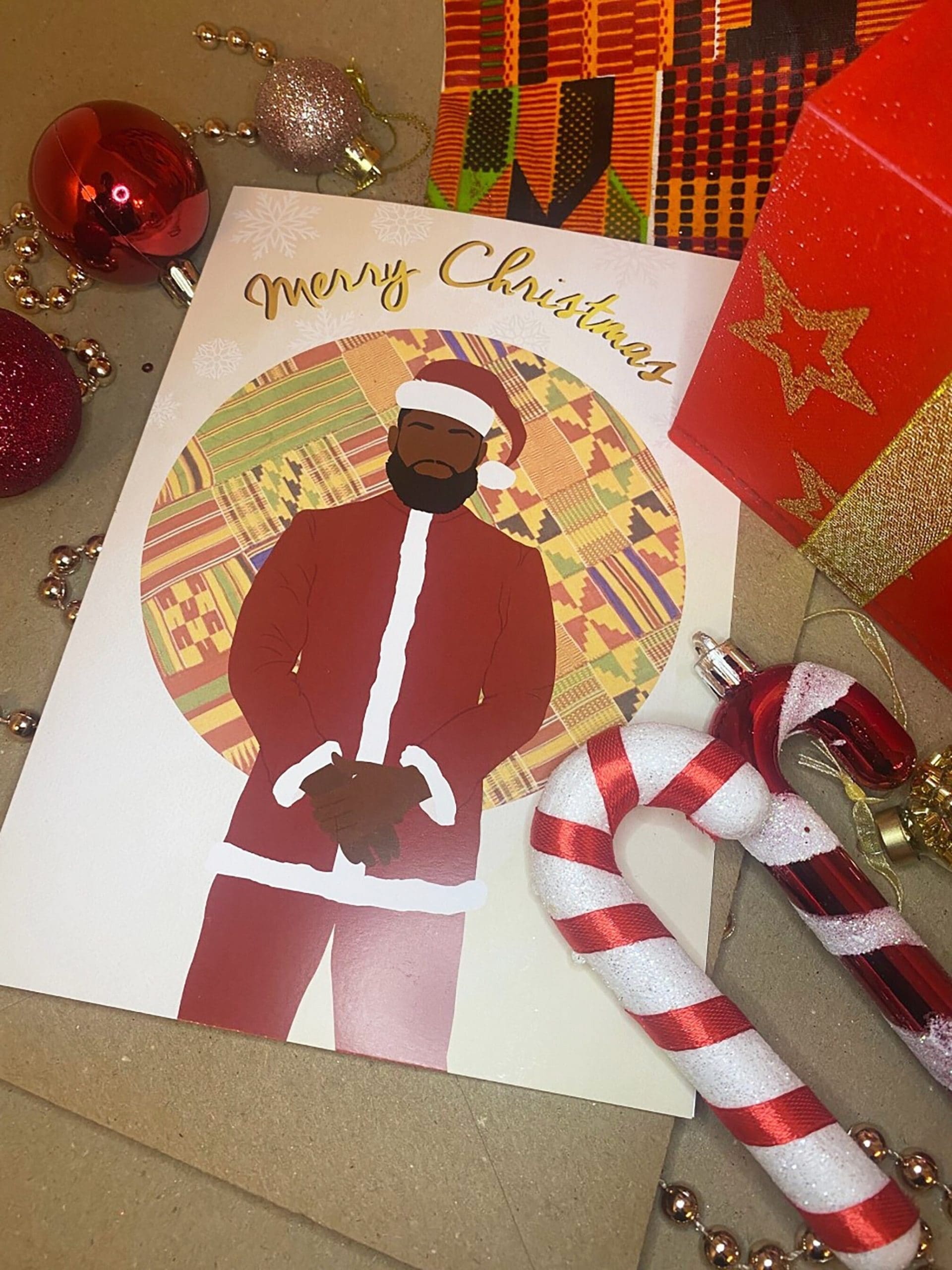 Black Santa Christmas Card
