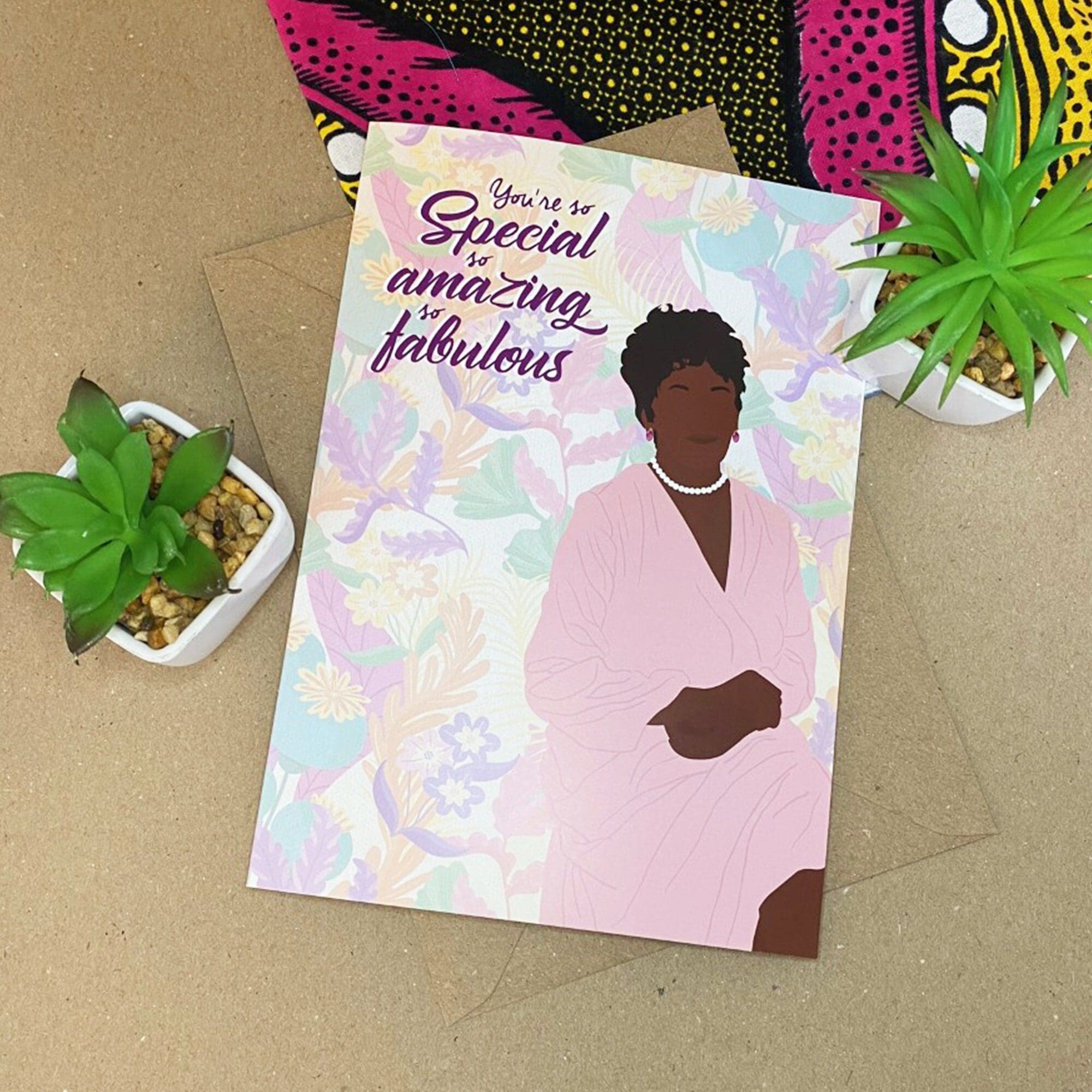 Black Mother's Day Card | Black Mother Sits