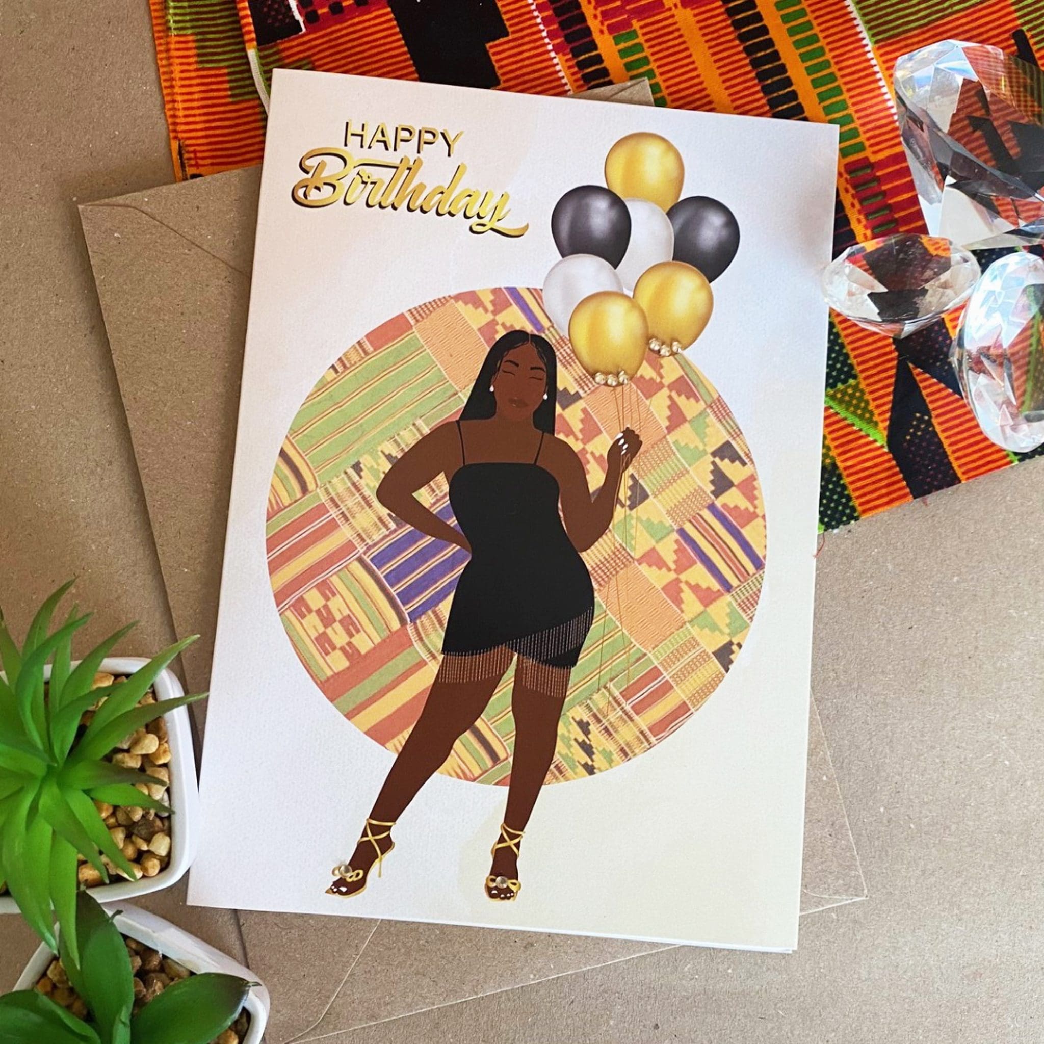 Black Women Diamantés Birthday Card | Wakuda