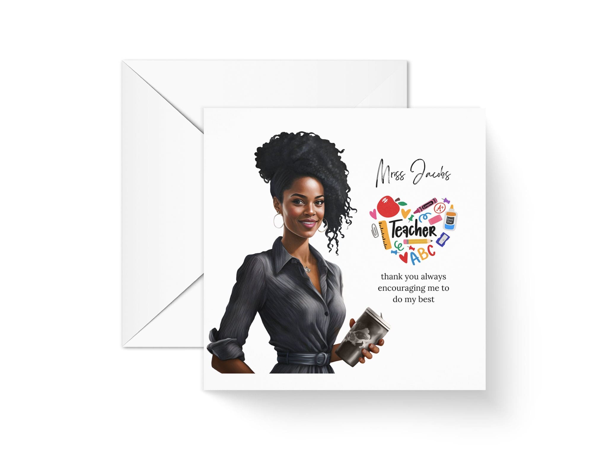 Personalised Black Teacher Thank You Card Personalised Black Teacher Thank You Card