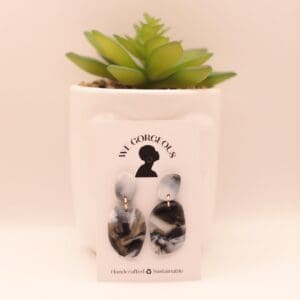 Mini Rectangle Upcycled Sustainable Drop Earrings
