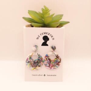 Mini Circle Cut Out Upcycled Sustainable Drop Earrings