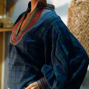 Tartan Blue Green Moroccan Top
