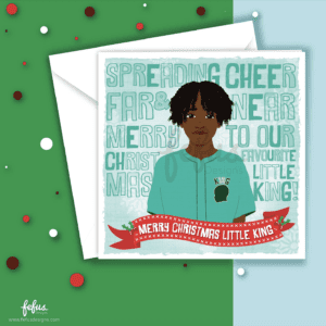 Black Boy Joy Christmas Card by Fefus Designs