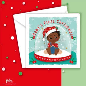 Black Baby Boy Christmas Card by Fefus Designs
