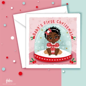 brown-baby-girl-first-christmas-card