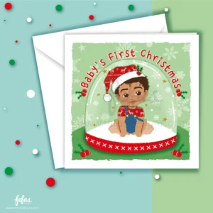 Black Baby Boy First Christmas Card | Fefus Designs