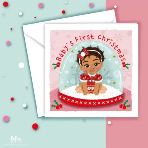 fefus designs brown baby girl first Christmas