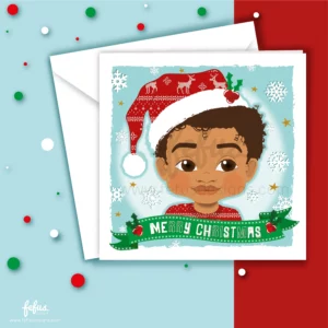 Brown Boy Joy Christmas Card by Fefus Designs