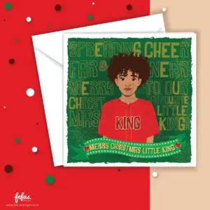 Mixed Race Boy Festive Christmas Card by Fefus Designs