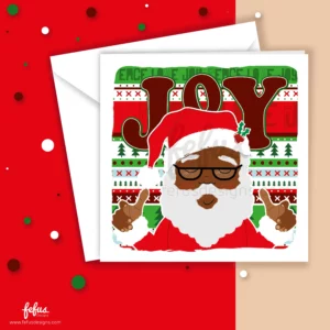 Black Santa Christmas card by Fefus Designs