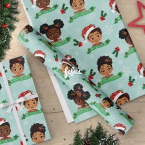 Diverse Kid Christmas Gift Wrap | Fefus Designs