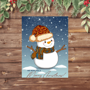 Merry Christmas Card – Snowman Afro-Inspired Illustration