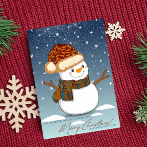 Merry Christmas Card – Snowman Afro-Inspired Illustration
