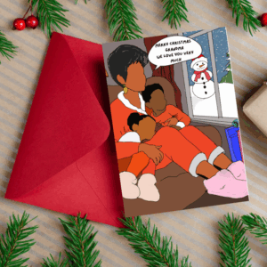 Merry Christmas Card – Grandmother and Grandchildren