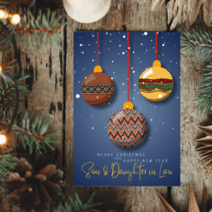 Merry Christmas Card – African Print Baubles