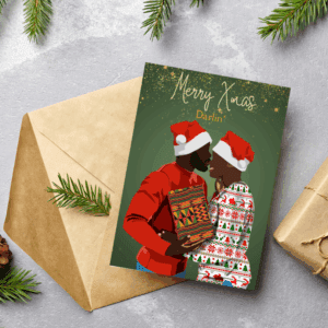 Merry Christmas Card for Couples – African Print Gift Wrap