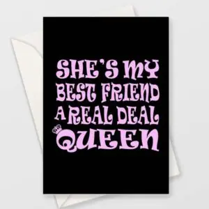 Galentine's Day Card: Best Friend, Queen, Pink & Black