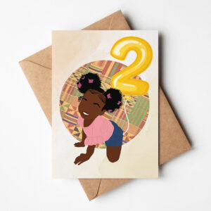 Black Girl Age 2 Birthday Card