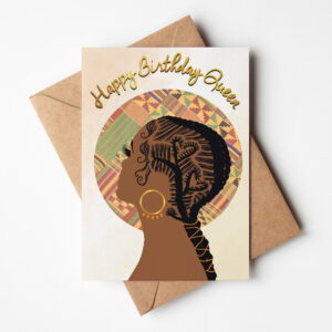 Nia’s Heart Cornrows – Black Queen Birthday Card