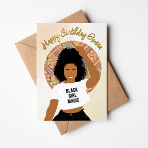 Black / Mixed Girl Magic Afro Birthday Card