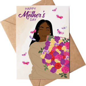 Black Mother's Day Card | Black Mother and Flowers