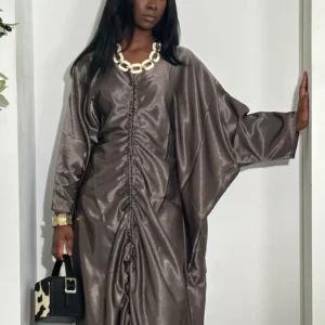 Iyoba Kaftan Elegant African Dress - Taupe