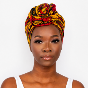 AFE African Print Head Wrap – Maroon Gold Ankara Wrap