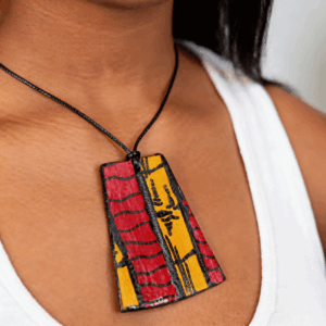 ARI Bold Pattern Statement Necklace – Red Yellow Black