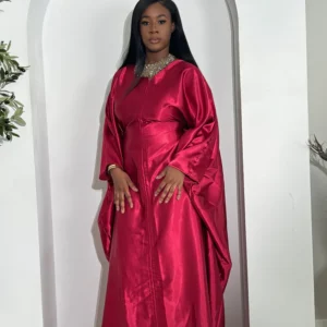 Iyoba Kaftan Elegant African Dress - Crimson