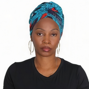 IDIA Elegant African Style Headwrap - Turquoise Blue Pattern